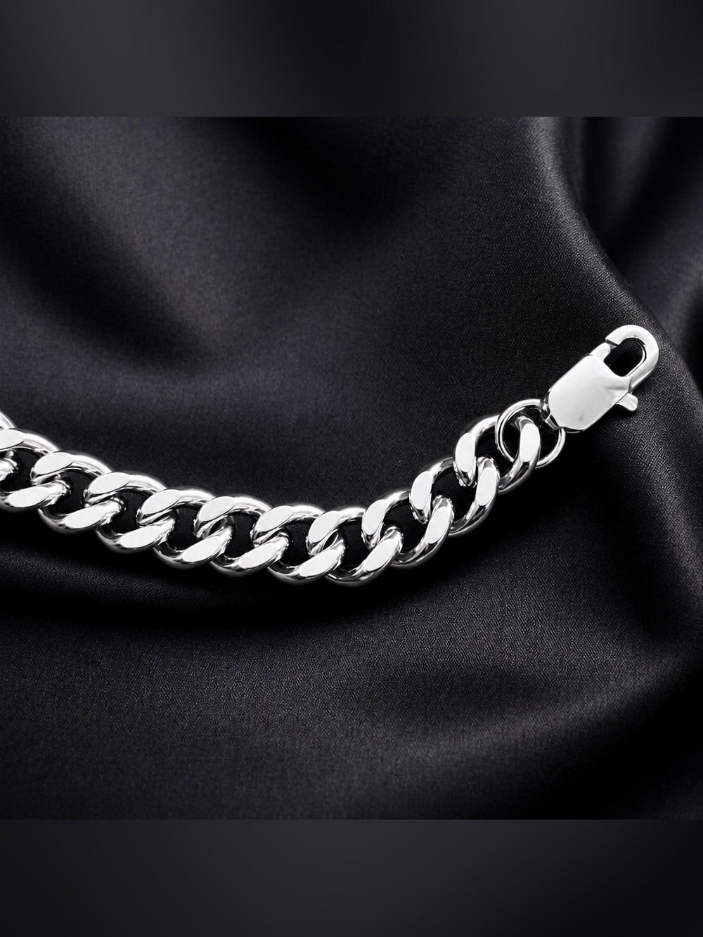 Cuban Stainless Steel 7.5 inch long and 10mm width men’s bracelet - Silver - Picture 3 of 3